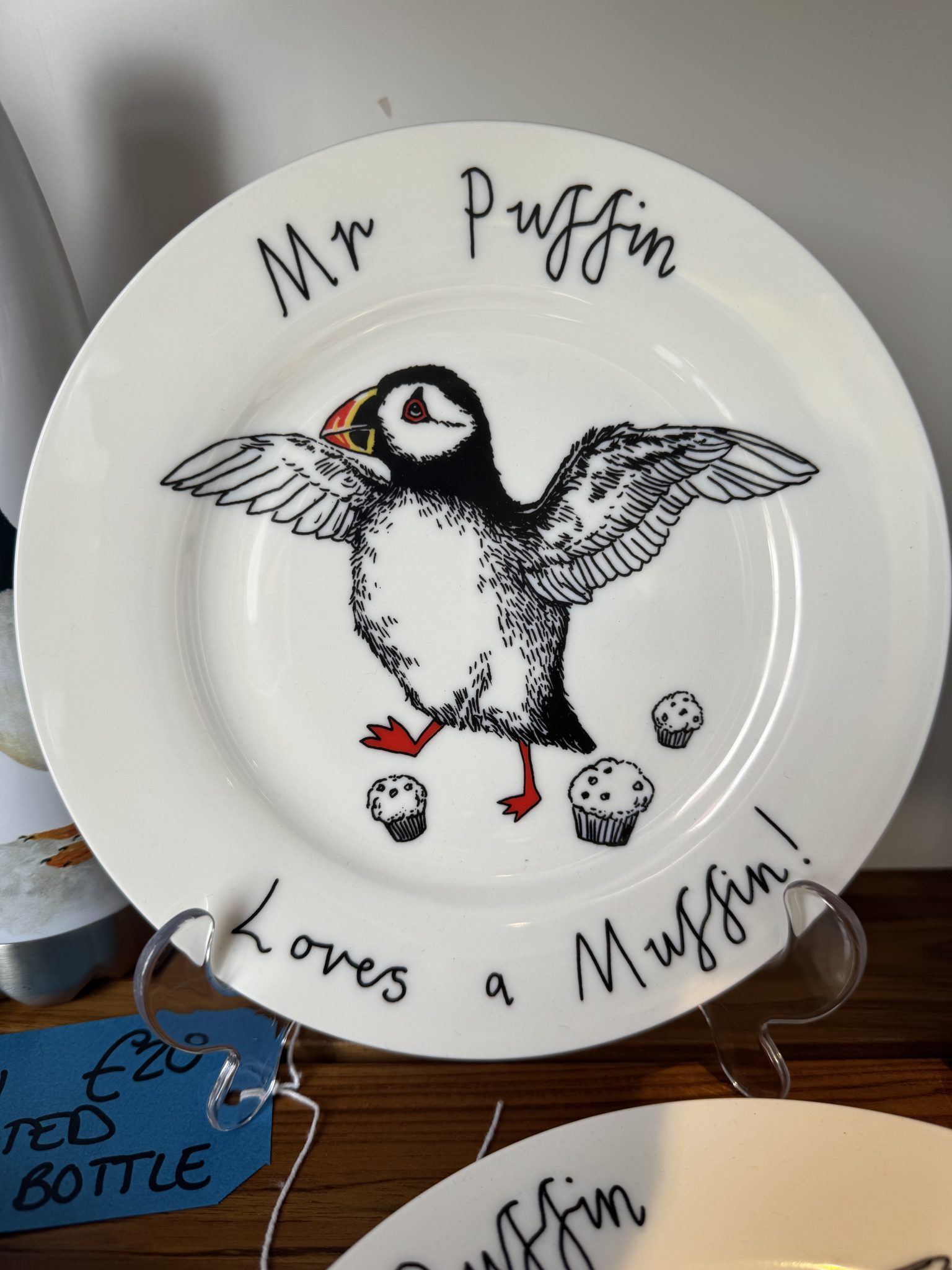 Mr Puffin Loves a Muffin Plate – Puffin Cruises, Amble